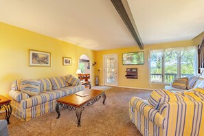 TV, fireplace, DVD player, books