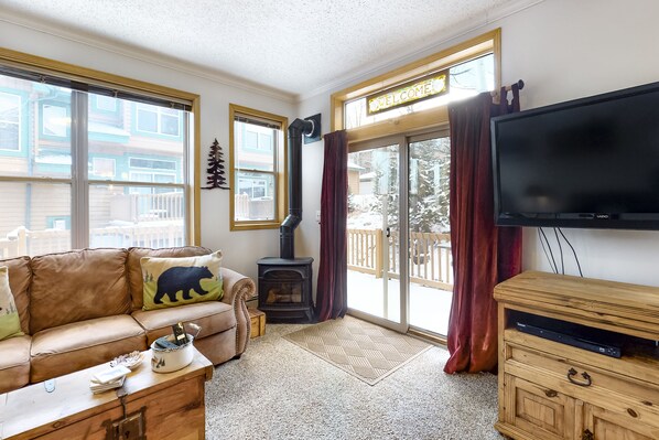 Televisión, chimenea, videojuegos y reproductor de DVD 