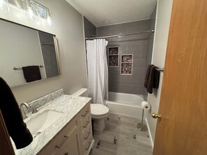 Combined shower/bathtub, hair dryer, towels, toilet paper - Beautiful Bryson City Oasis ~ Creek on Property (Bryson City)