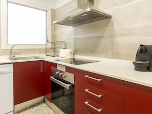 Fridge, microwave, oven, dishwasher
