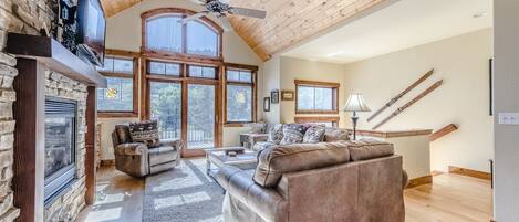 Smart TV, fireplace, video games, Hulu