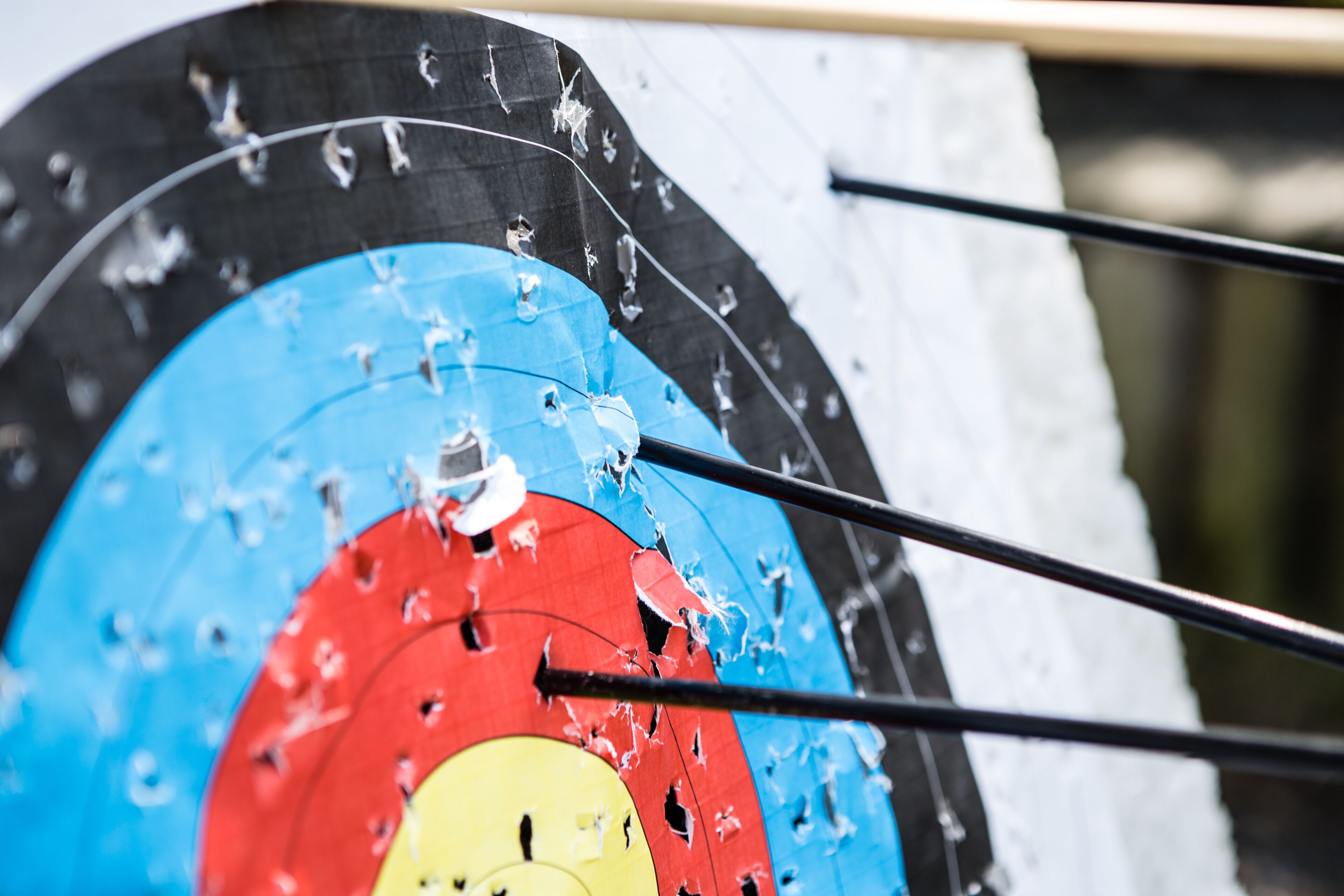 A target with multiple arrows embedded in it.