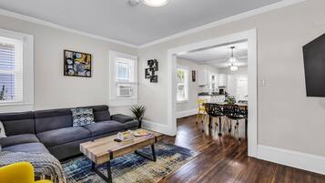 Exclusive Bungalow | Living room | 55-inch flat-screen TV with digital channels, TV, Netflix