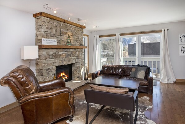 TV connectée, cheminée, chaîne hi-fi