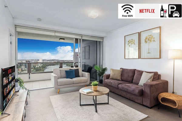 Spacious living room with unrivalled River views