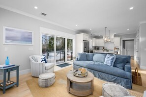 TV, fireplace, offices - Shark Lookout: Luxury Cape Home with Pool & Fun (West Dennis)