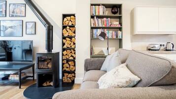 Smart TV, fireplace, Netflix, DVD player