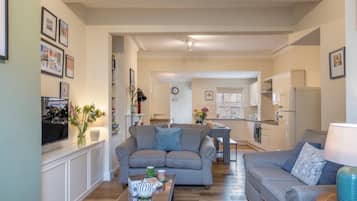 Smart TV, fireplace, Netflix, DVD player