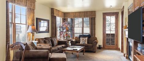 TV, fireplace