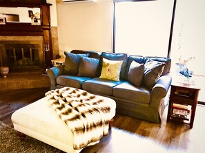 Smart TV, fireplace, DVD player, video library