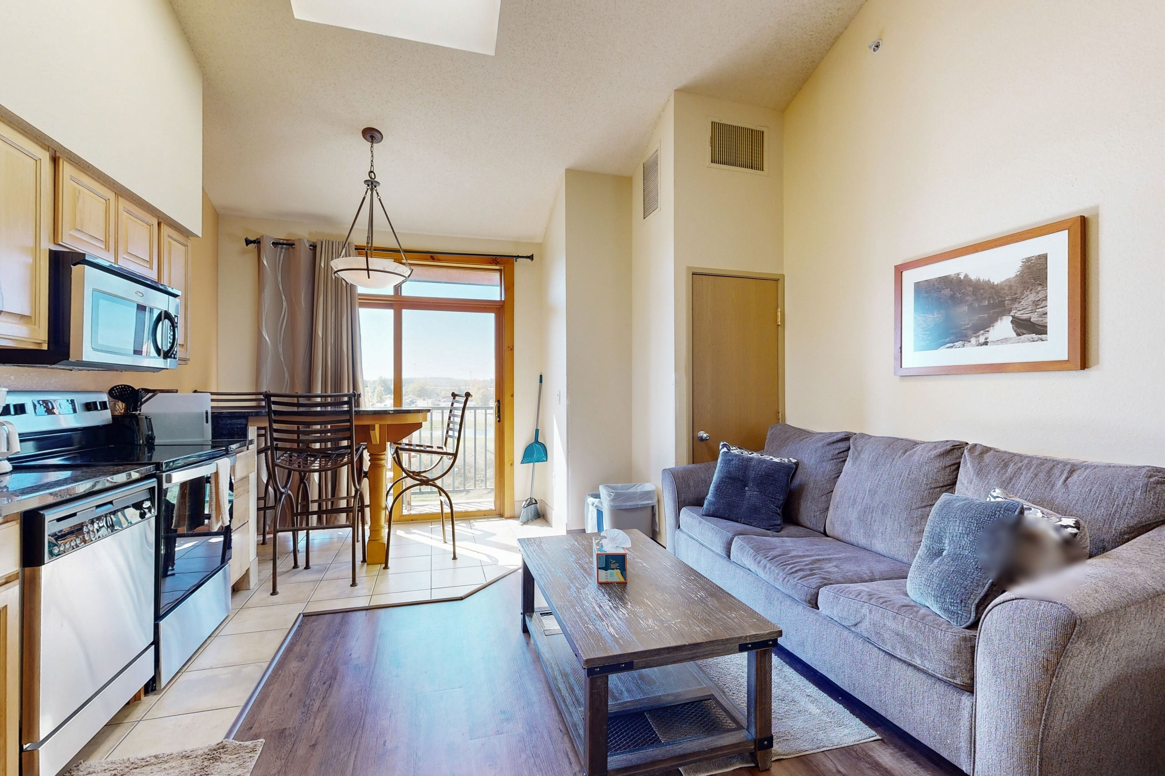 Télévision, cheminée, lecteur de DVD