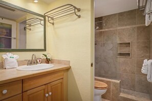 Ducha, secador de pelo y toallas