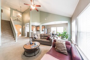 Smart TV, fireplace, computer monitors, printers