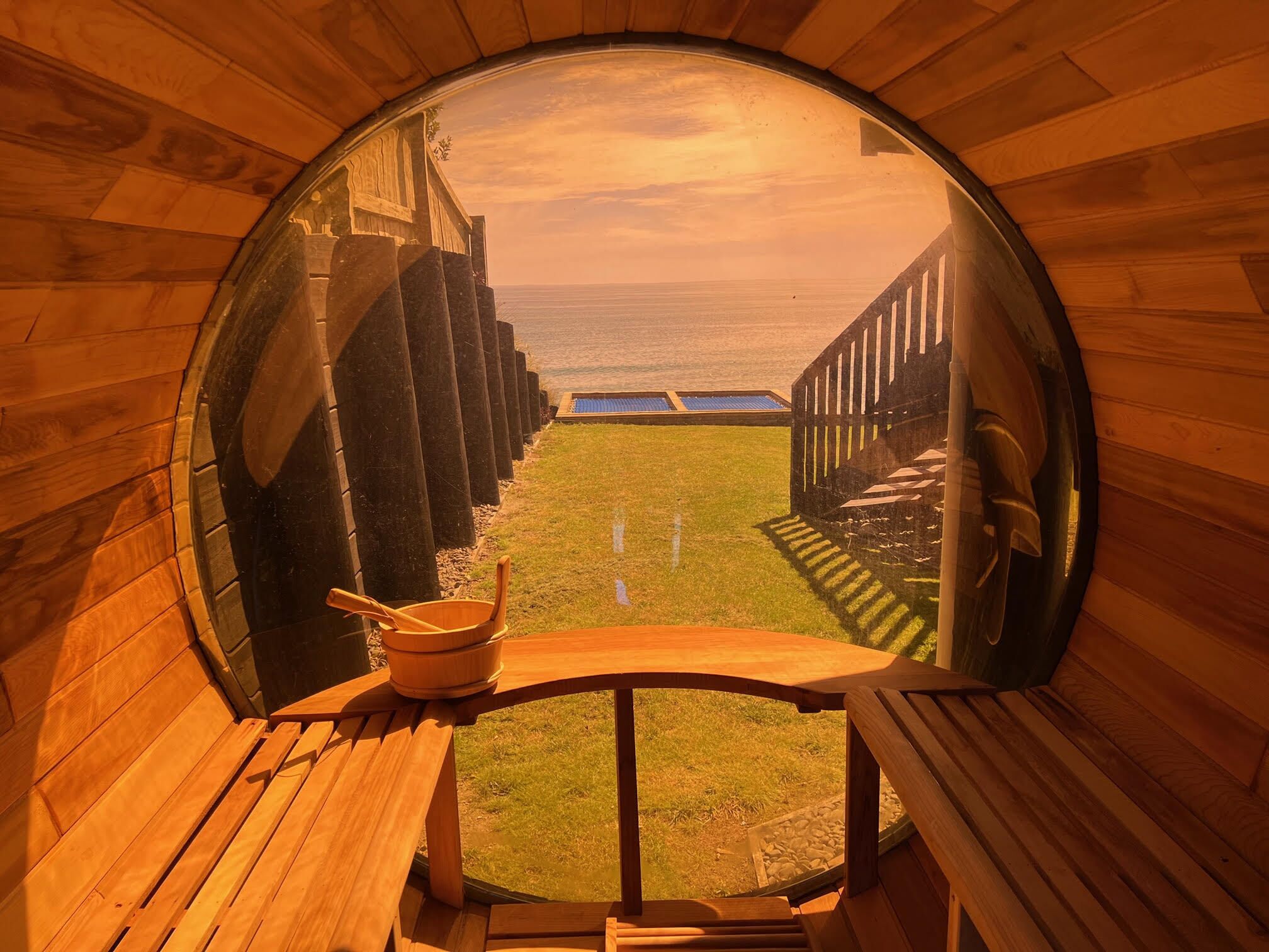 A large sauna with a view