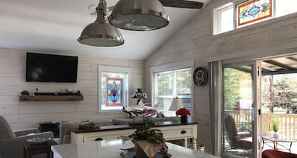 Private Waterfront property with Mountains surrounding the Loft on the Doe River