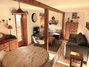 TV, DVD player, books - Apartment -4/5P- with GARDEN facing ARAVIS - GRAND BORNAND village center (Le Grand-Bornand)