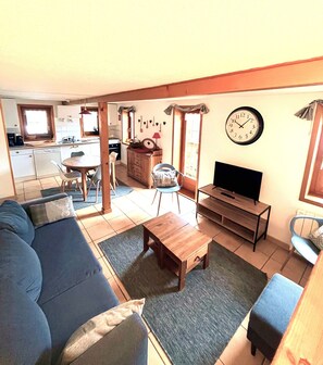 TV, DVD player, books - JARDIN face aux ARAVIS -Appt 4/5 P dans CHALET center village GRAND BORNAND (Le Grand-Bornand)