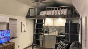 TV connectée, cheminée, livres