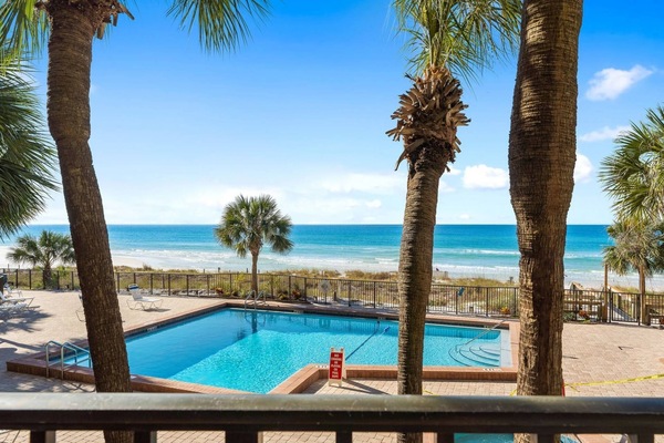 Fabulous view of the beach and pool from the private balcony