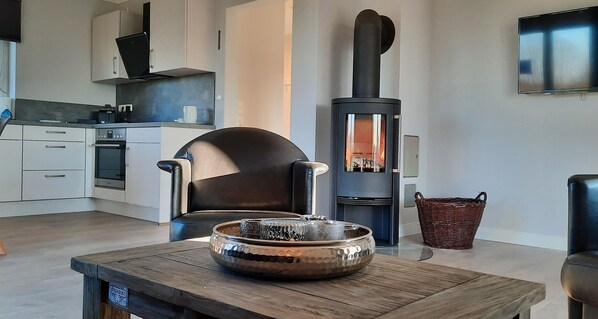 TV, fireplace