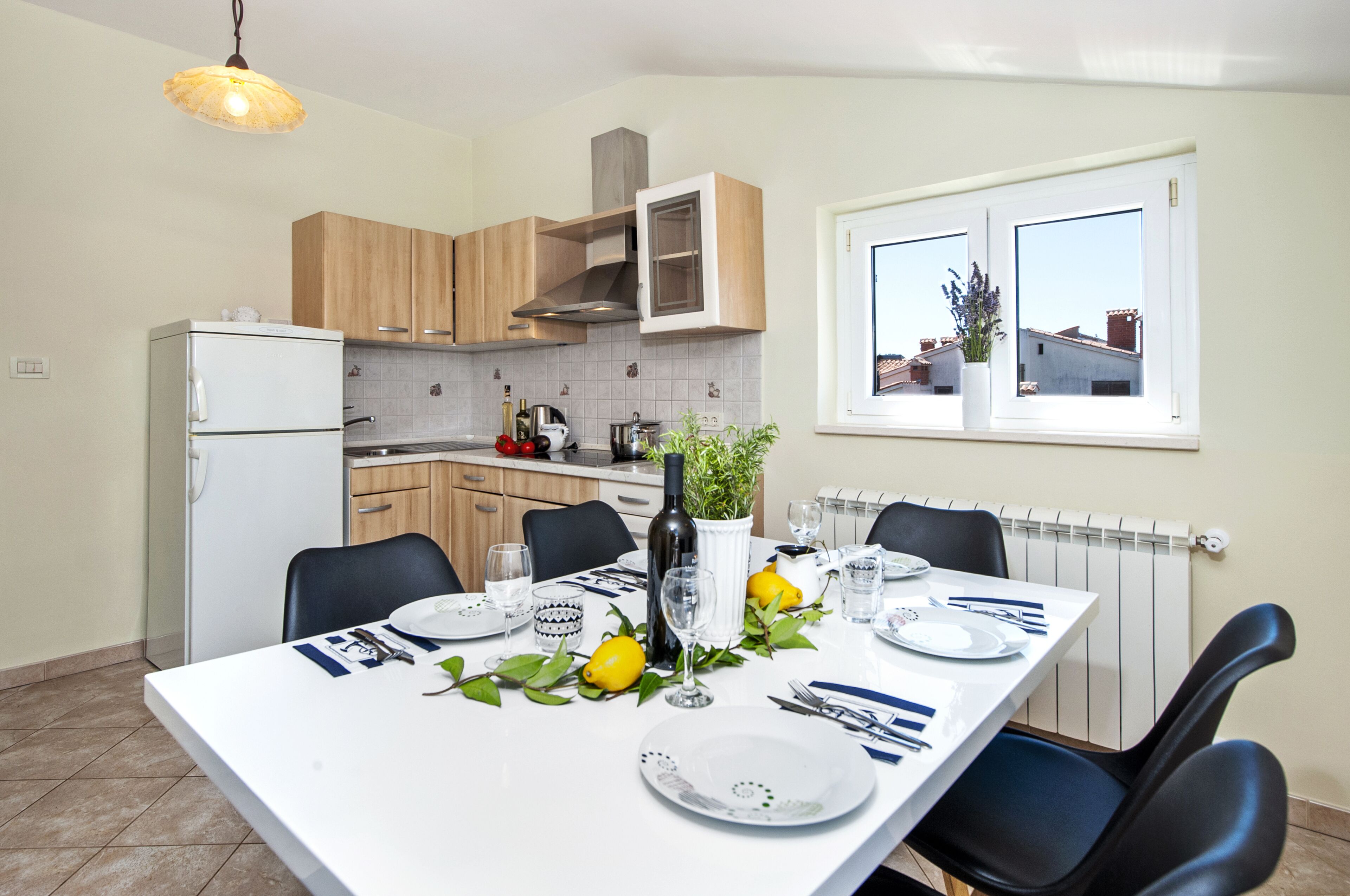 Deluxe Apartment, 3 Bedrooms, Balcony, Pool View | Private kitchen | Electric kettle, cookware/dishes/utensils