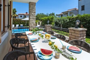 Deluxe Apartment, 4 Bedrooms, Terrace, Pool View | Terrace/patio