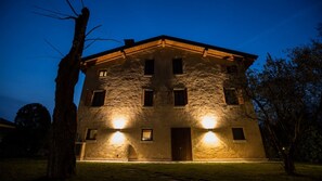Stunning two-story building with a traditional facade and serene surroundings.