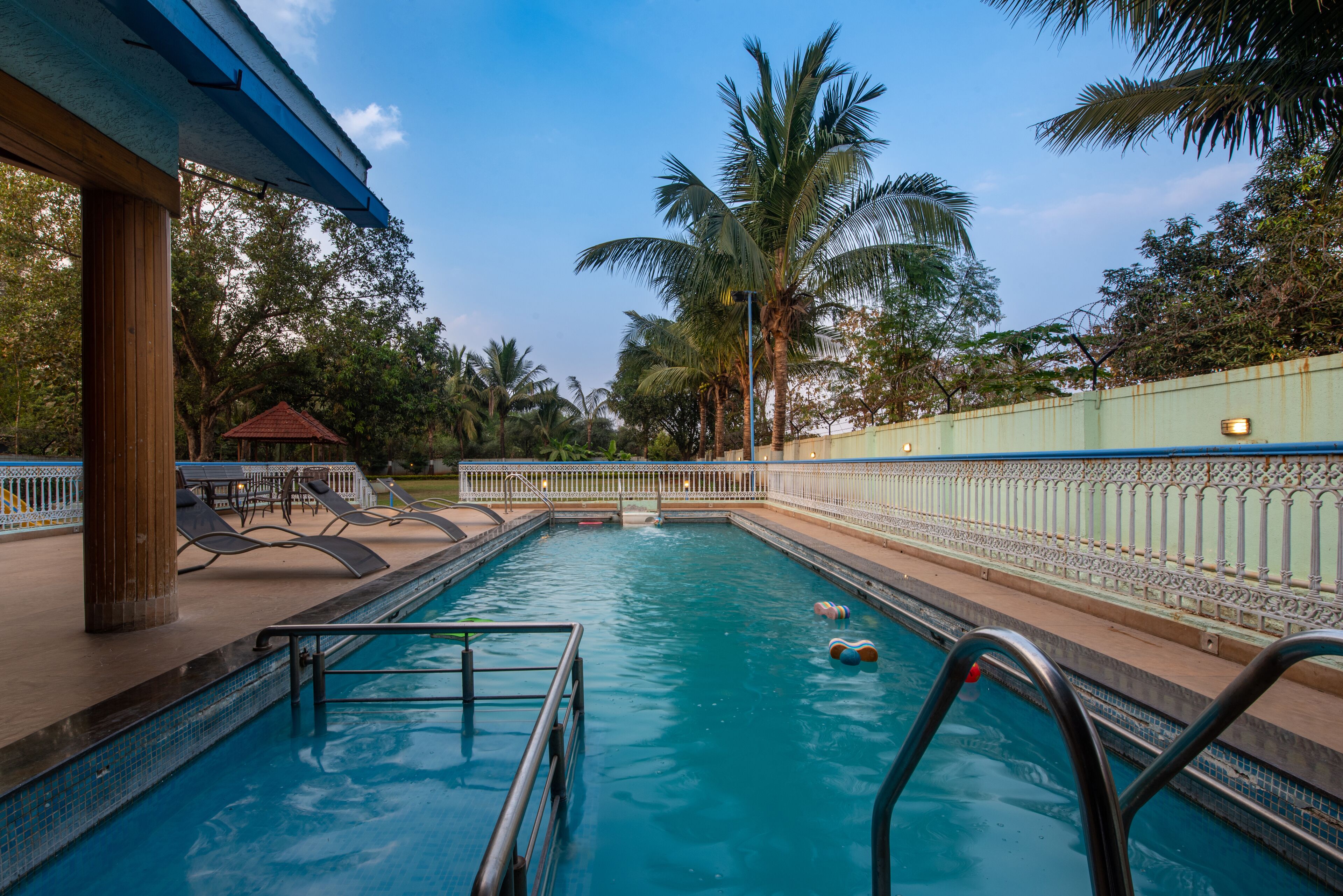 Outdoor pool, sun loungers