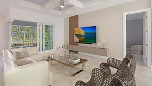 House, Multiple Beds (2017 built waterfront home with heate) | Living room - 2017 Built Waterfront Home With Heated Pool, hot tub and two Master Suites (Marco Island)