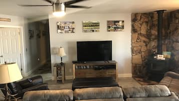 Smart TV, DVD player, books, video library