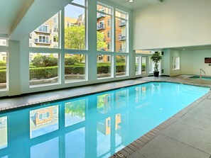 Indoor pool, a heated pool - City ★ Water View Oasis with Pool & Gym near Cruise in Heart of Seattle (Seattle)