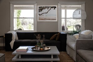 Smart TV, fireplace, ping pong, books