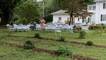 Outdoor banquet area