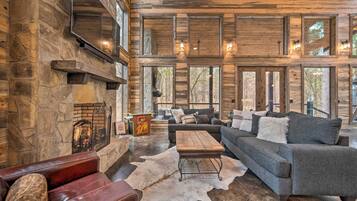 TV, fireplace, video games, music library