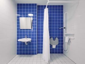 Een douche, een haardroger, handdoeken