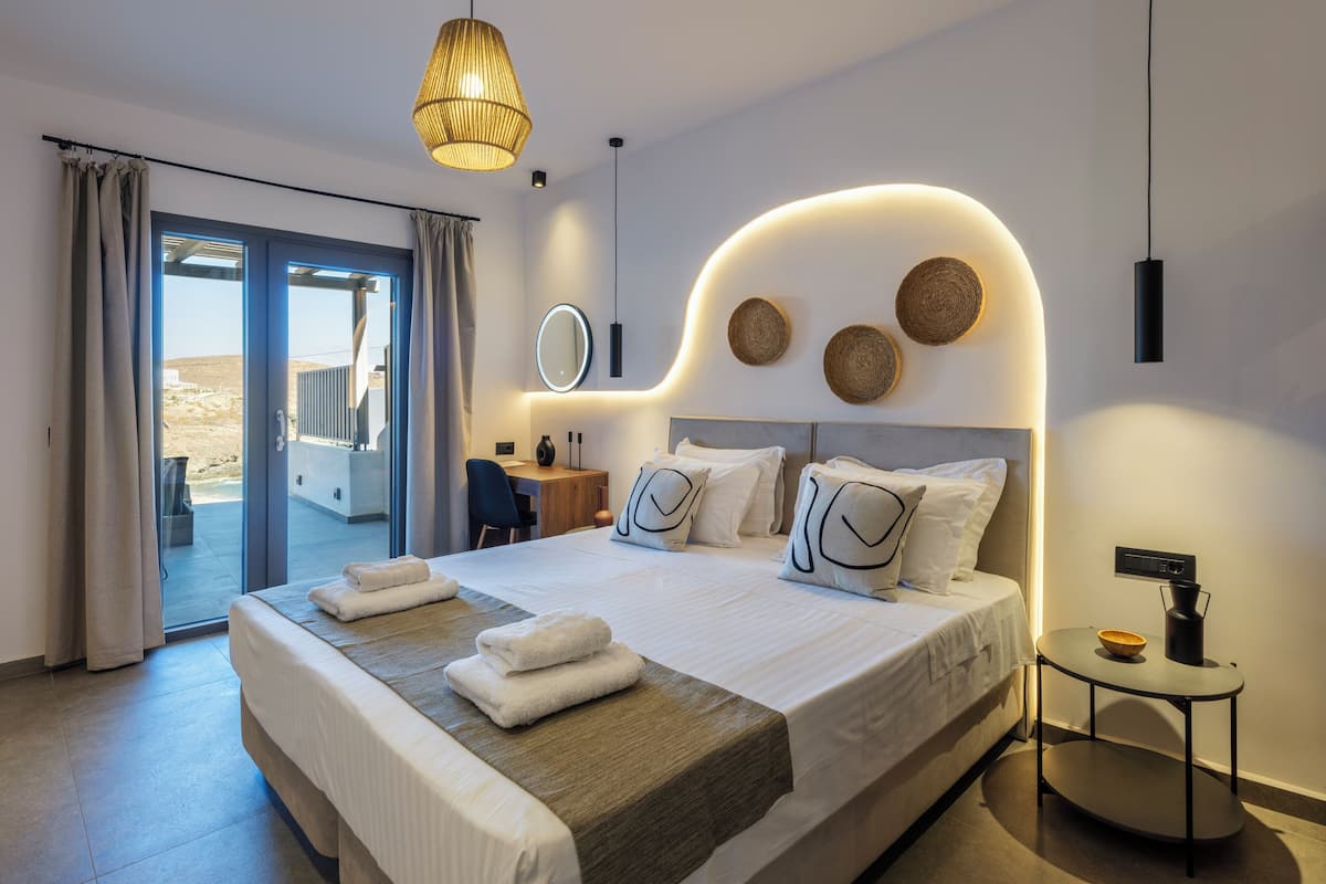 Honeymoon Suite, Hot Tub, Sea View | Cadar kapas Mesir, peralatan tempat tidur premium, gebar bulu kapas 