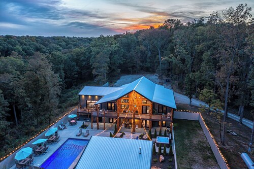 Secluded Cabin with Heated Pool, hot tub, fireplace & so much more