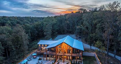 Secluded Cabin with Heated Pool, hot tub, fireplace & so much more