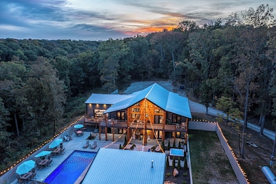 Secluded Cabin with Heated Pool, hot tub, fireplace & so much more