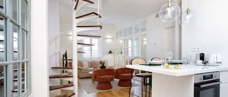 Departamento, Terraza (2 Bedrooms) | Cocina privada | Refrigerador, microondas, horno y parrilla de estufa