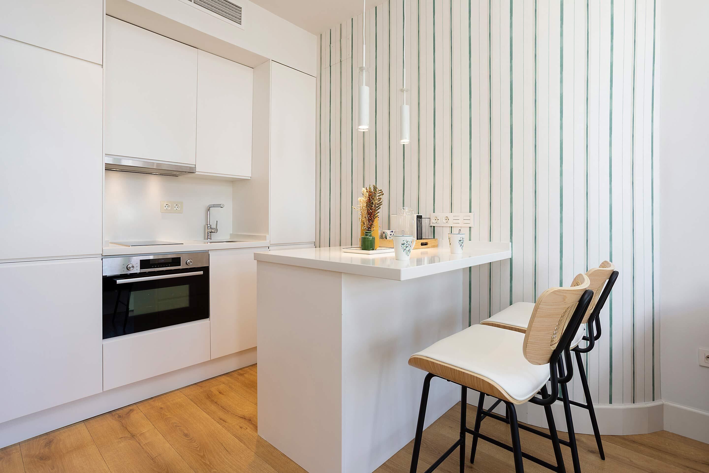 아파트 (1 Bedroom) | 전용 주방 | 냉장고, 전자레인지, 오븐, 쿡탑