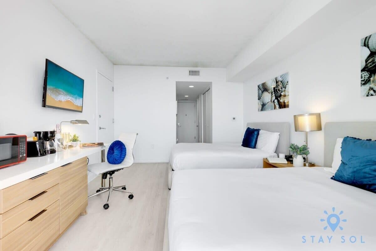 Desk, iron/ironing board, travel crib, WiFi