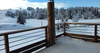 Chalet en rondins avec terrasse de 25 m2 avec vue agréable sans vis à vis