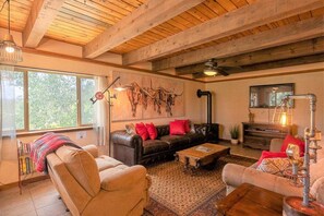 Televisor intel·ligent, llar de foc, reproductor de DVD i llibres 