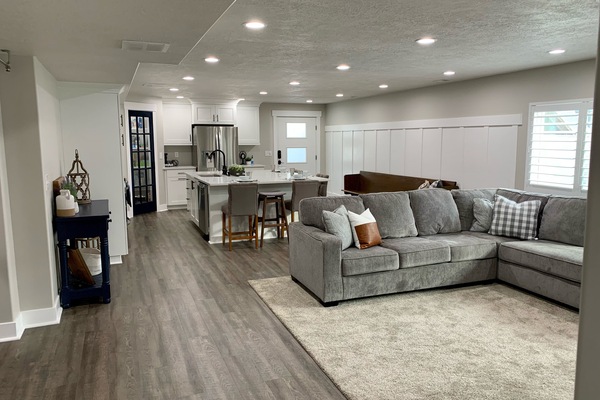 Kitchen, living area and private enterance.