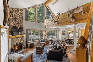 Fernseher, Kamin, Bücher