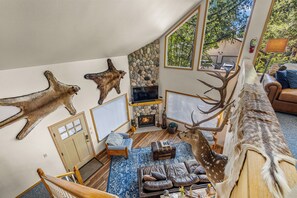 Fernseher, Kamin, Bücher