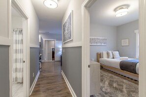 4 bedrooms, desk, iron/ironing board, travel cot
