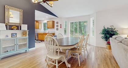 Dog-friendly lakefront home near skiing with mountain view, firepit & wood stove