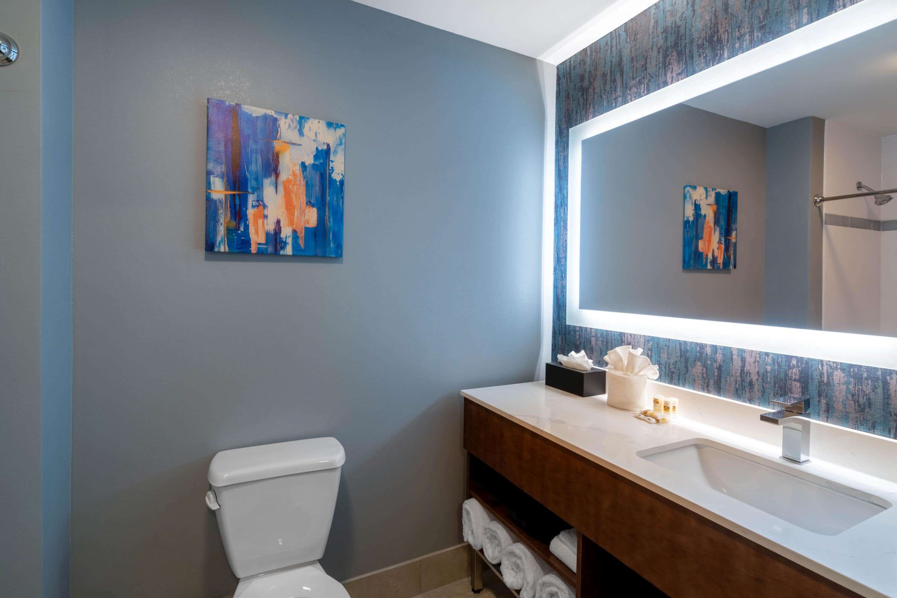 free toiletries, hair dryer, towels